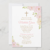 Meisje Doop Uitnodiging Roos Doopuitnodiging (Voorkant)