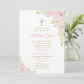 Meisje Doop Uitnodiging Roos Doopuitnodiging (Staand voorkant)