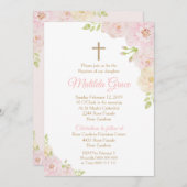 Meisje Doop Uitnodiging Roos Doopuitnodiging (Voorkant / Achterkant)