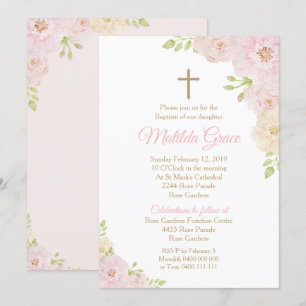 Meisje Doop Uitnodiging Roos Doopuitnodiging