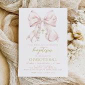 Meisje Doop Uitnodiging, Roze Boog Eerste Communie Kaart