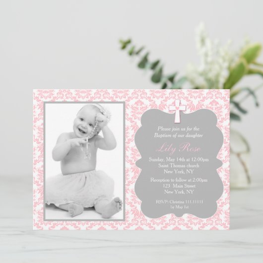 Meisje doop uitnodigingen (Staand voorkant)