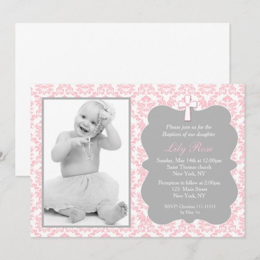 Meisje doop uitnodigingen (Voorkant / Achterkant)