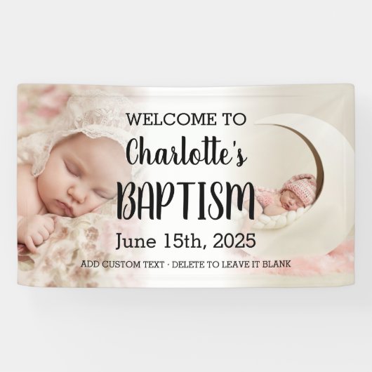 Meisje doop Welkomstbord Kind Foto Collage Banner (Horizontaal)