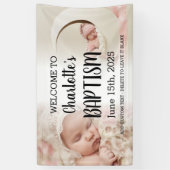 Meisje doop Welkomstbord Kind Foto Collage Banner (Verticaal)