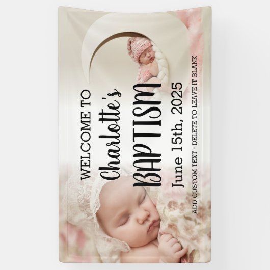 Meisje doop Welkomstbord Kind Foto Collage Banner (Verticaal)