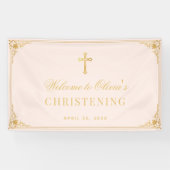 Meisje doopend roze faux gouden  doop spandoek (Horizontaal)