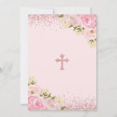 Meisje doopsel 1e Verjaardag Roos Gouden Blush Kaart (Achterkant)