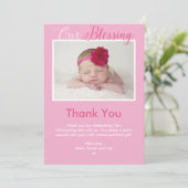 Meisje doopsel/doop bedankpas kaart (Staand voorkant)