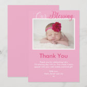 Meisje doopsel/doop bedankpas kaart (Voorkant / Achterkant)