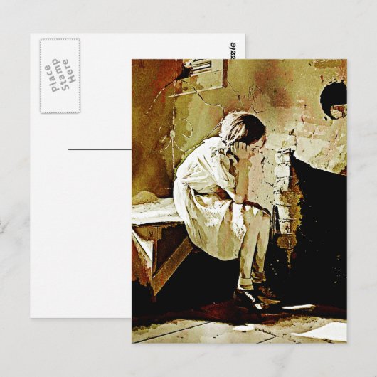  meisje door Fireplace Briefkaart (Voorkant / Achterkant)