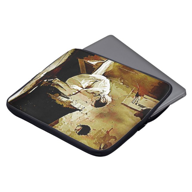  meisje door Fireplace Computer Sleeve (Voorkant top)