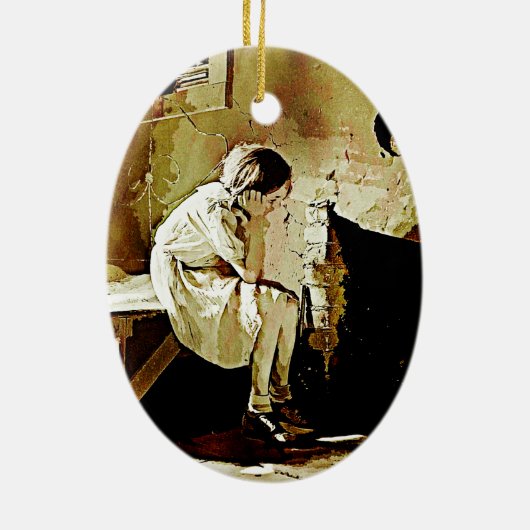  meisje door Fireplace Ornament (Achterkant)