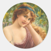 Meisje door Lemon Tree door Emile Vernon Ronde Sticker (Voorkant)