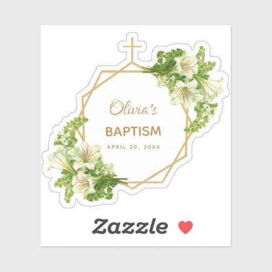 Meisje Dop Bloemen Goud Wit Lelies Geometrisch Sticker (Vel)