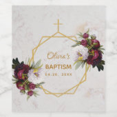 Meisje Dop Bloemen Marmer Gouden Pioenrozen Vlinde Wijn Etiket (Enkel label)