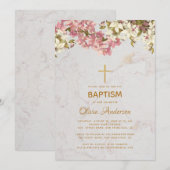 Meisje Dop Bloemen Roze Orchideeën Goud Kruis Marm Kaart (Voorkant / Achterkant)