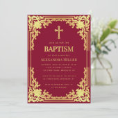 Meisje Dop Bourgondië Faux Goud Religieus Kaart (Staand voorkant)