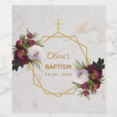 Meisje Dop Bourgondië Pioenrozen Marmer Goud Bloem Wijn Etiket (Enkel label)