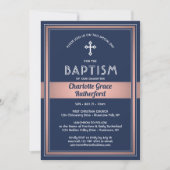 Meisje Dop Elegant Navy Blauw Roze Rose Goud Kaart (Voorkant)