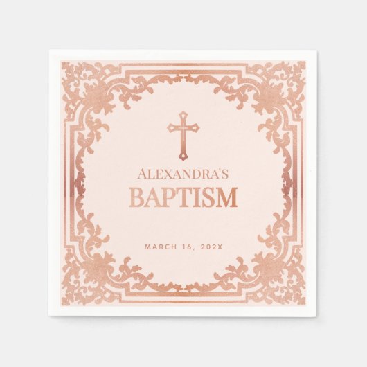 Meisje Dop Roos Goud Blush Roze Elegant Servet (Voorkant)