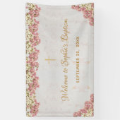 Meisje Dop Roze Bloemen Orchideeën Goud Welkom Spandoek (Verticaal)