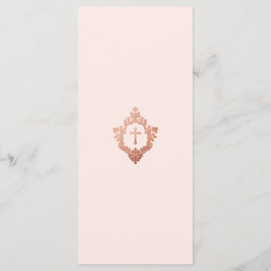 Meisje Dop Roze Crest Roos Goud  Kruis Menu (Achterkant)