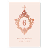 Meisje Dop Roze Elegant Roos Gouden Kruis op Crest Kaart (Voorkant)