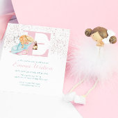 Meisje Dopen Roos Gouden Engel Initiaal Uitnodigin Kaart