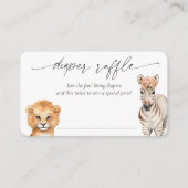 Meisje douche luier loterij ticket, safari dieren informatiekaartje (Voorkant)