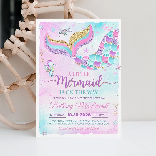 Meisje Douche Onder het Zee Zeemeermin Baby shower Kaart