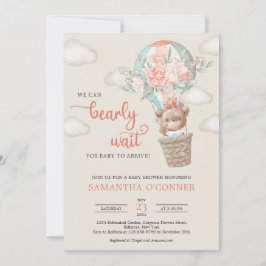 Meisje draagt een hete luchtballon, florale adem kaart