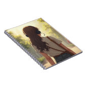 Meisje draagt emotionele koptelefoon notitieboek (Rechterzijde)