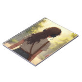 Meisje draagt emotionele koptelefoon notitieboek (Linkerzijde)