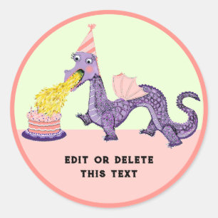 Meisje Drakon Verjaardag Klassieke Ronde Sticker