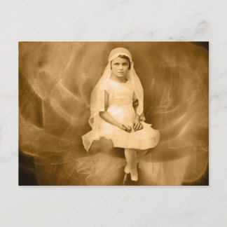 meisje, dress, Veil, Roos Briefkaart