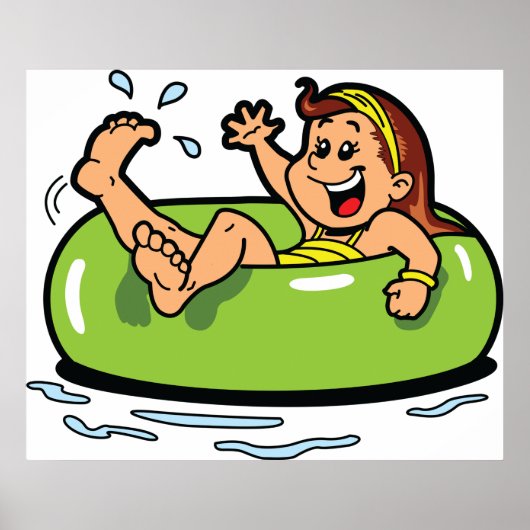 Meisje drijft in een binnenbuis poster (Voorkant)