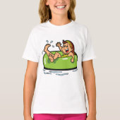 Meisje drijft in een binnenbuis t-shirt (Voorkant)