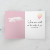 Meisje drijvend in wolken met ballon kaart (Binnen)