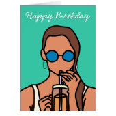 Meisje drink bubbelthee moderne tijd (Voorkant)