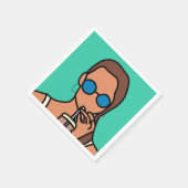 Meisje drink bubbelthee moderne tijd servet (Hoek)