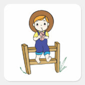 Meisje Drink op een hek Vierkante Sticker (Voorkant)
