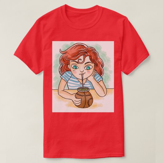 meisje drink yerba - warme infusie t-shirt (Design voorkant)