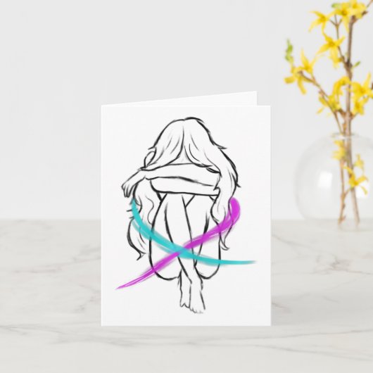 Meisje drinkt introvert Suicide Prevention Awaren Kaart (Gele Bloem)