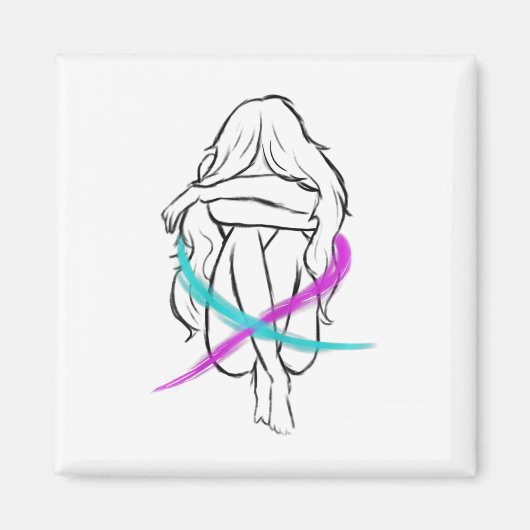 Meisje drinkt introvert Suicide Prevention Awaren Magneet (Voorkant)