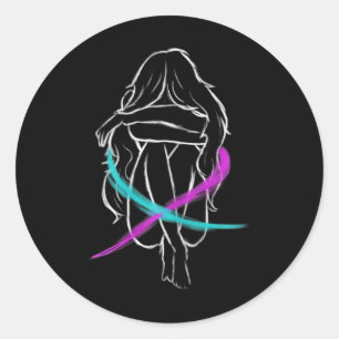 Meisje drinkt introvert Suicide Prevention Awaren Ronde Sticker