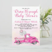 Meisje Drive Through Baby Shower Kaart (Staand voorkant)