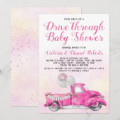 Meisje Drive Through Baby Shower Kaart (Voorkant / Achterkant)