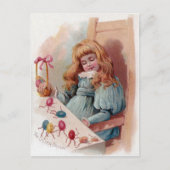 Meisje Dromen Van Animate Easter Eggs Feestdagenkaart (Voorkant)