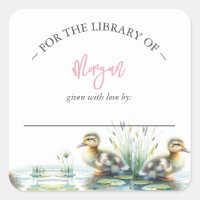 Meisje Duck Baby shower Bookplate